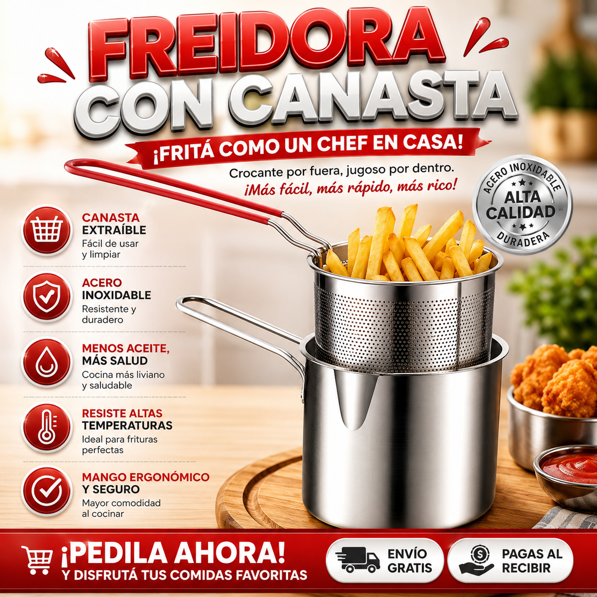 Freidora Con Canasta Winner 2 en 1